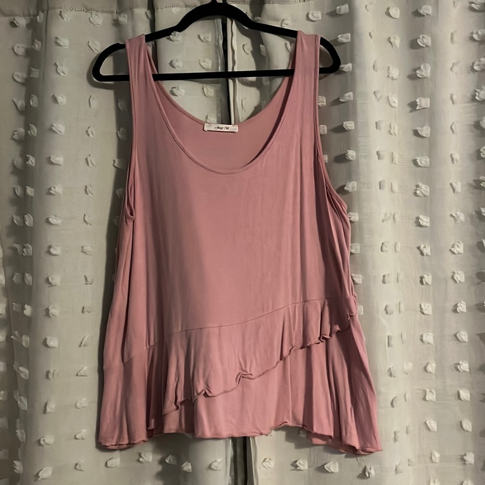ModCloth pink ruffled tank top in 1X